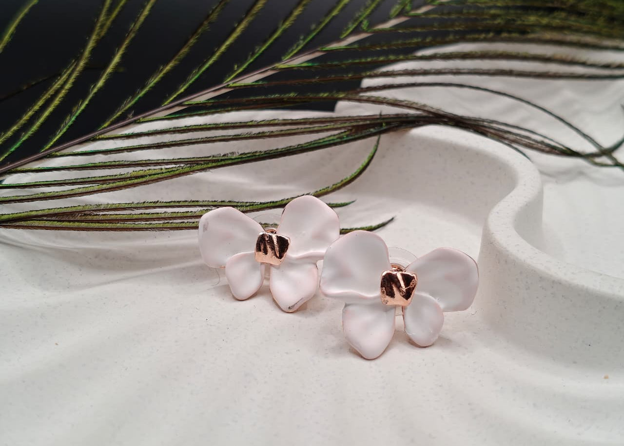 Midnight Bloom Rose Gold Studs