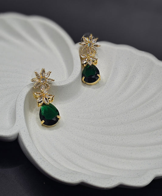 Silver & Emerald Green Earrings