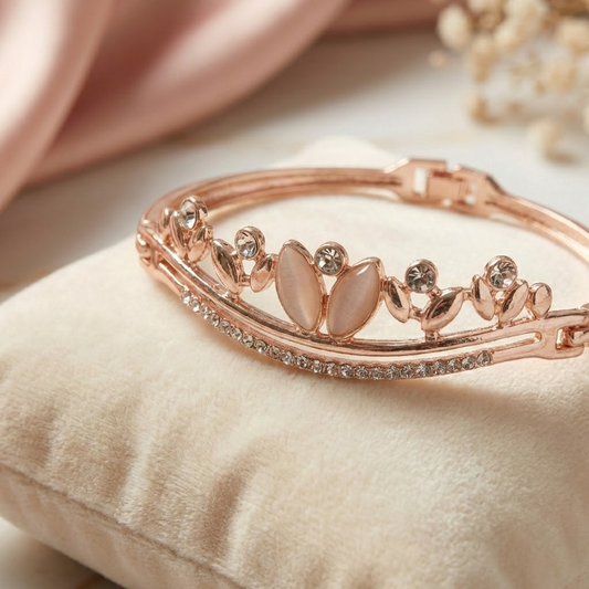 Rose Gold Butterfly Crystal Bangle Bracelet