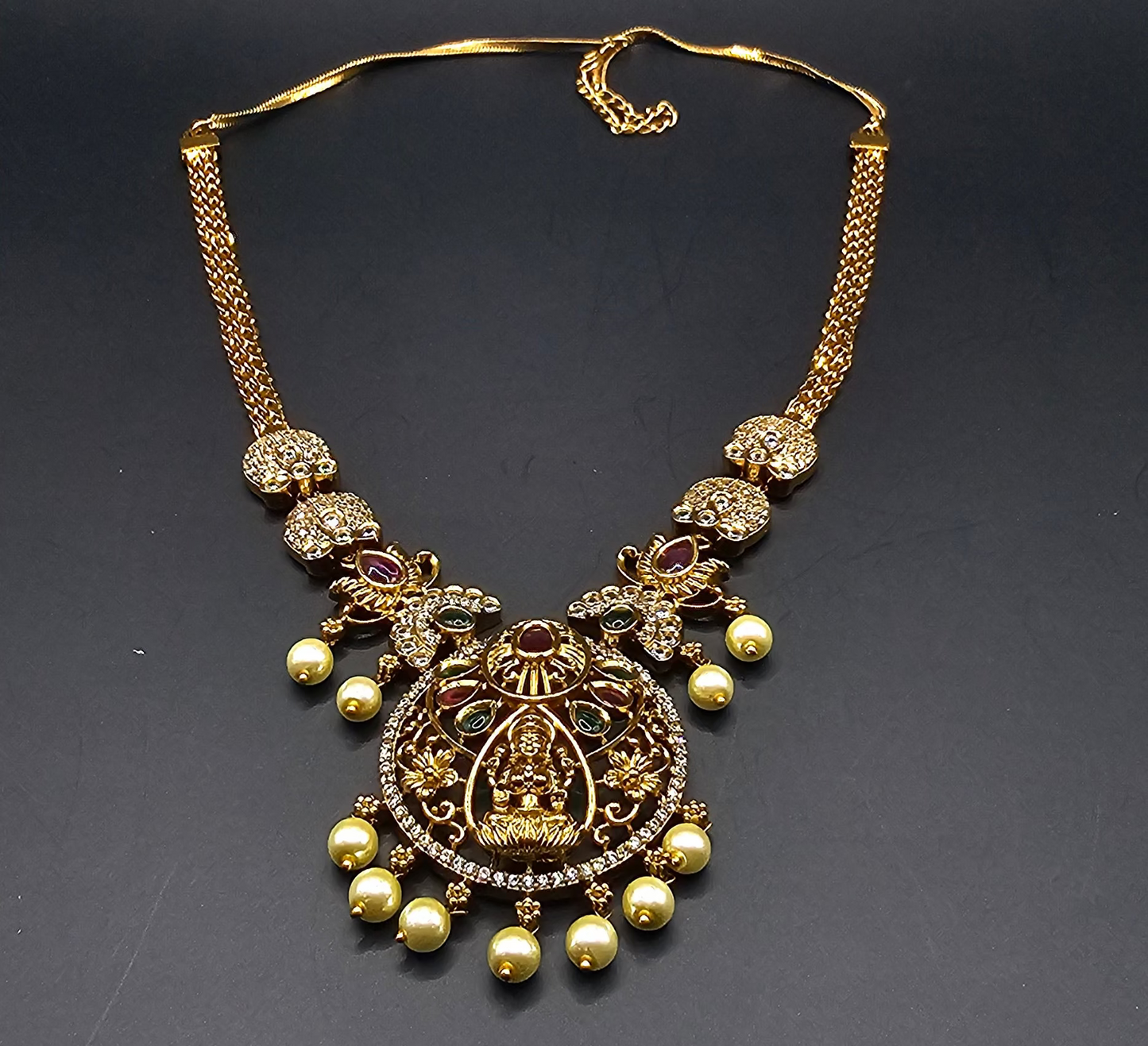 Golden & American Diamond Fusion - Temple Jewellery