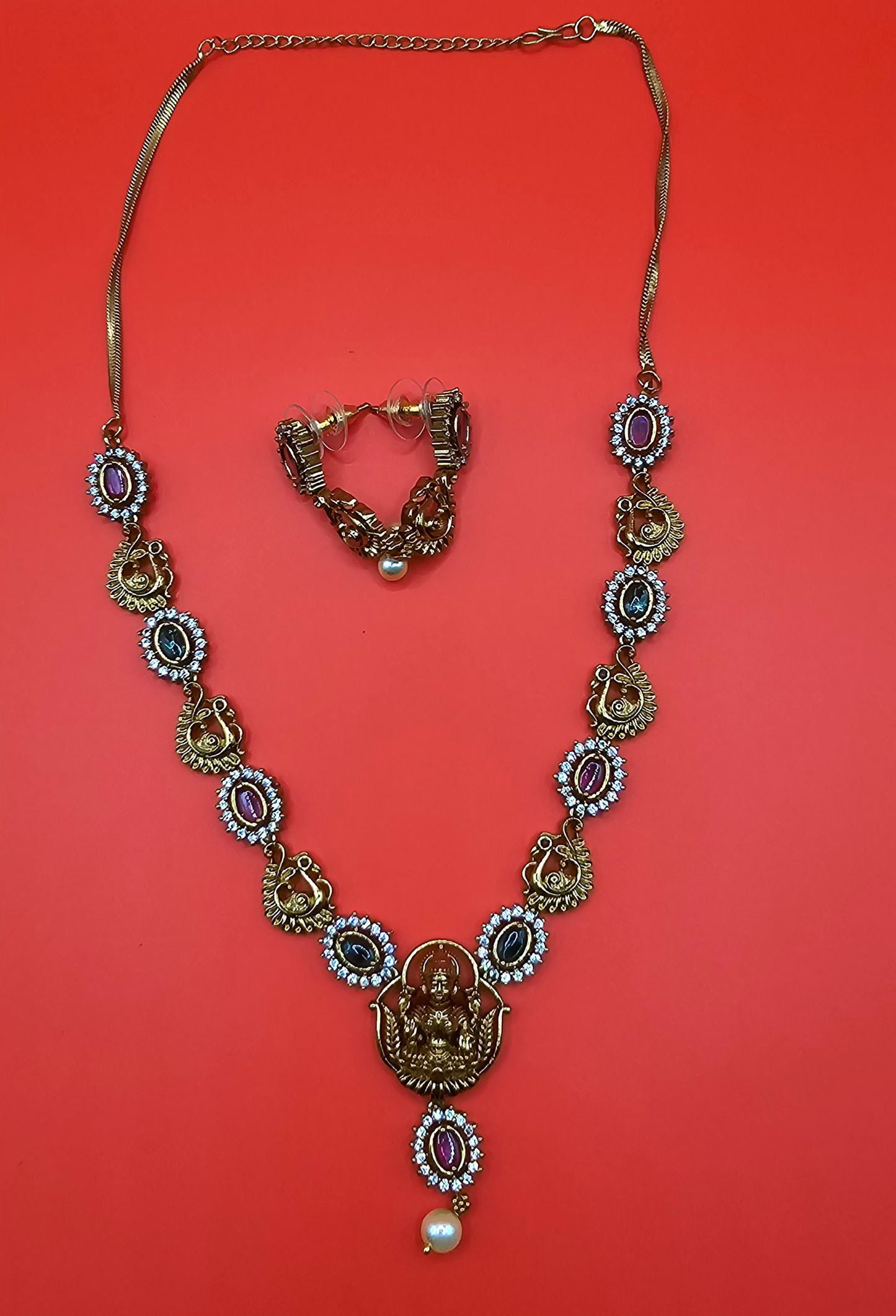 Golden & American diamond Fushion - Light weight temple jewellery