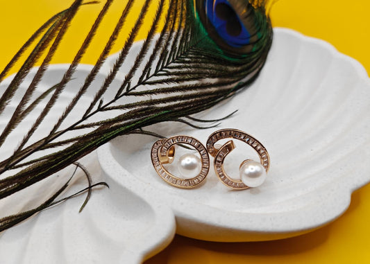 Luminous Pearl & Crystal Loop Earrings