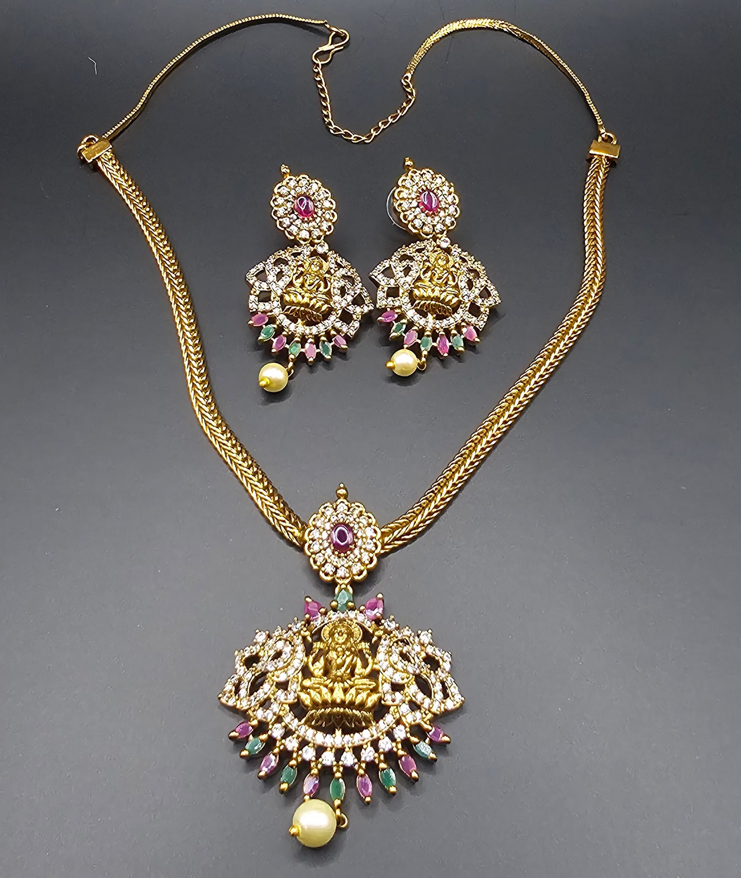 Golden & American diamond Fushion - Light weight temple jewellery