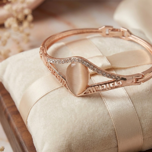 Rose Gold Cat’s Eye Crystal Bangle Bracelet