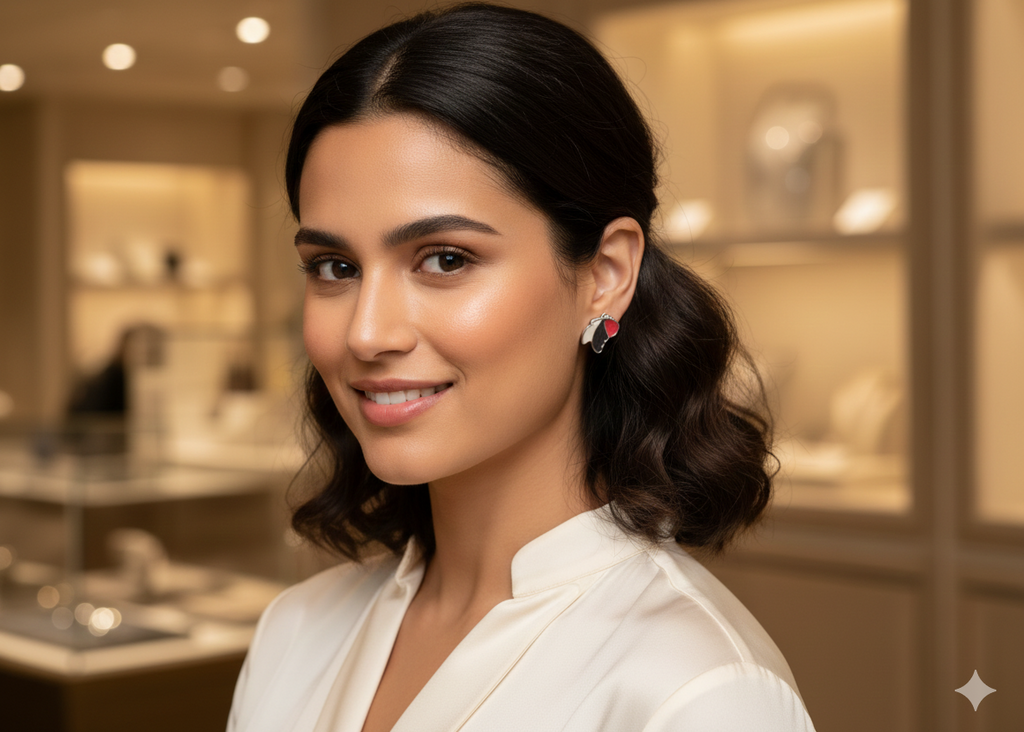 Abstract Petal Enamel Stud Earrings