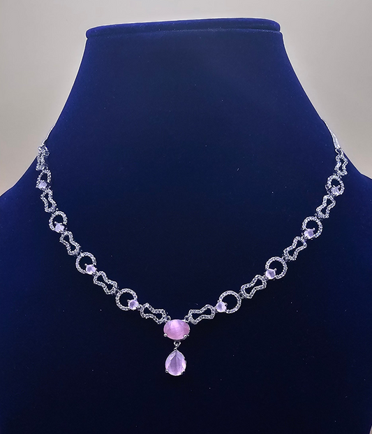 Silver color light weight necklace earrings set