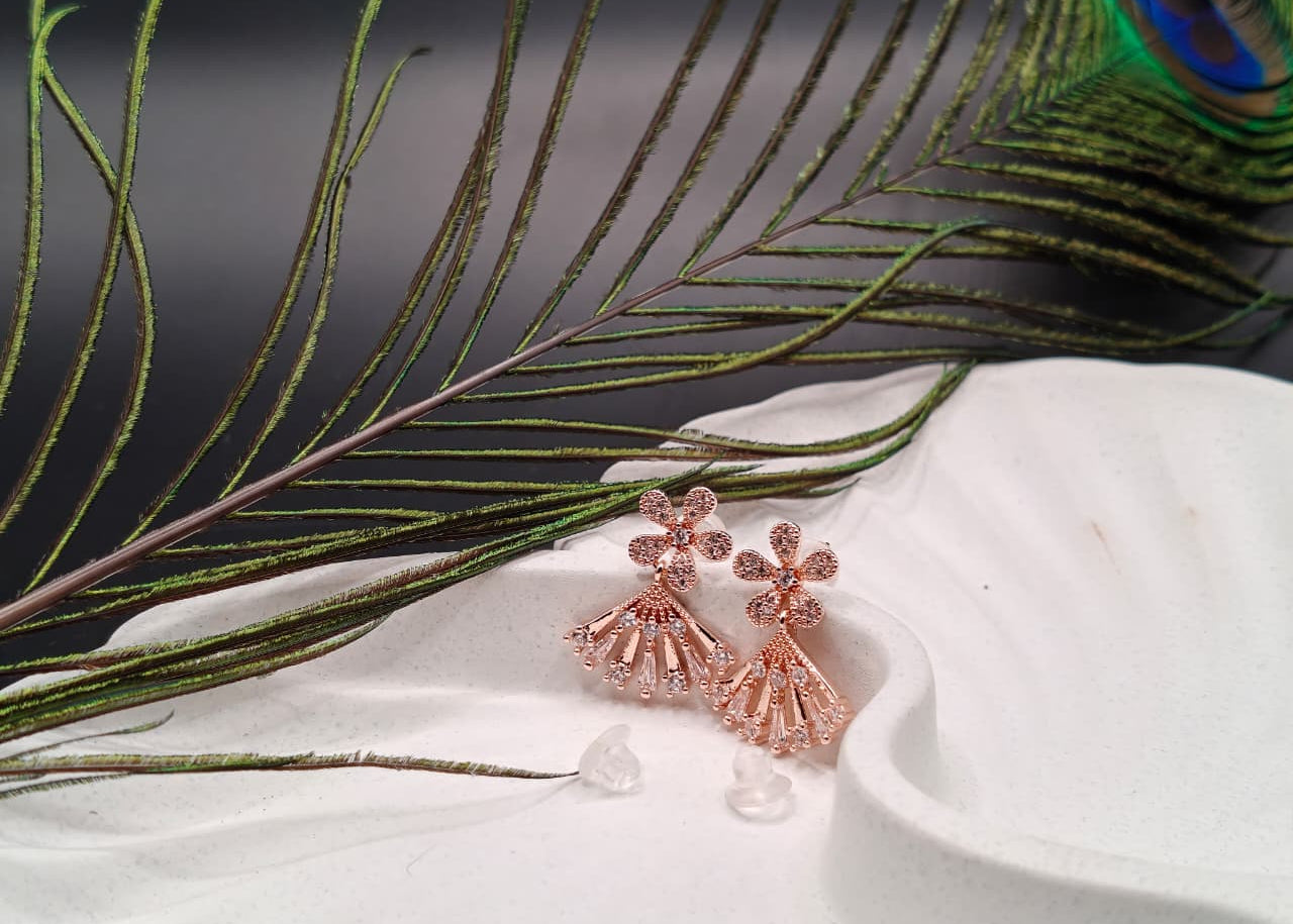 Petal & Fringe Rose Gold Studs