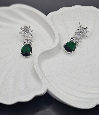 Silver & Emerald Green  Earrings