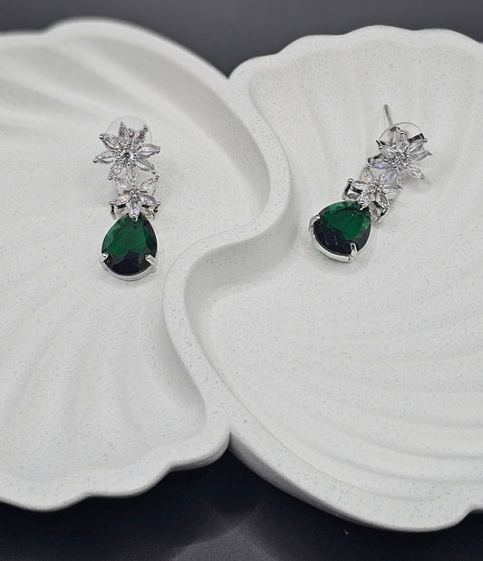 Silver & Emerald Green  Earrings