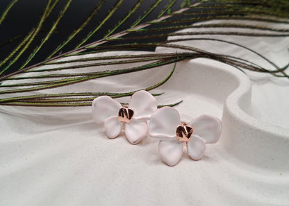 Midnight Bloom Rose Gold Studs