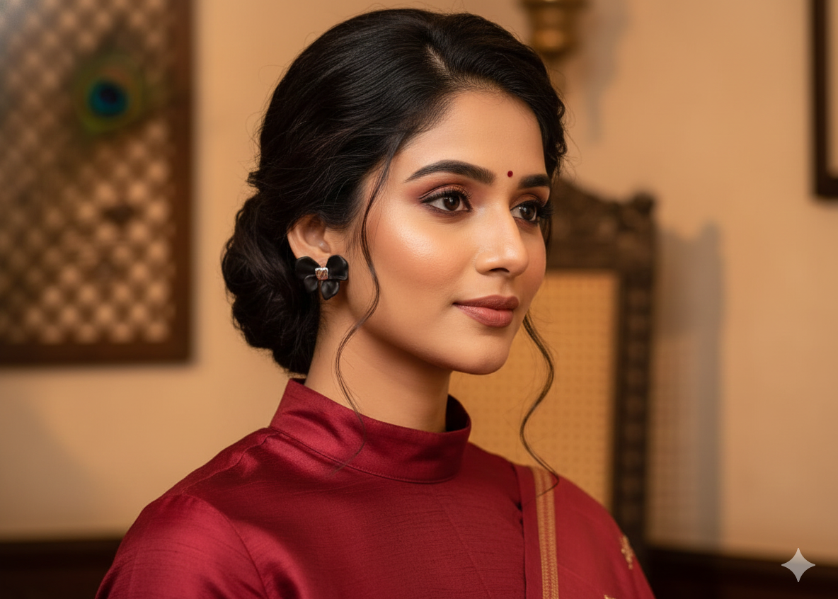 Midnight Bloom Rose Gold Studs