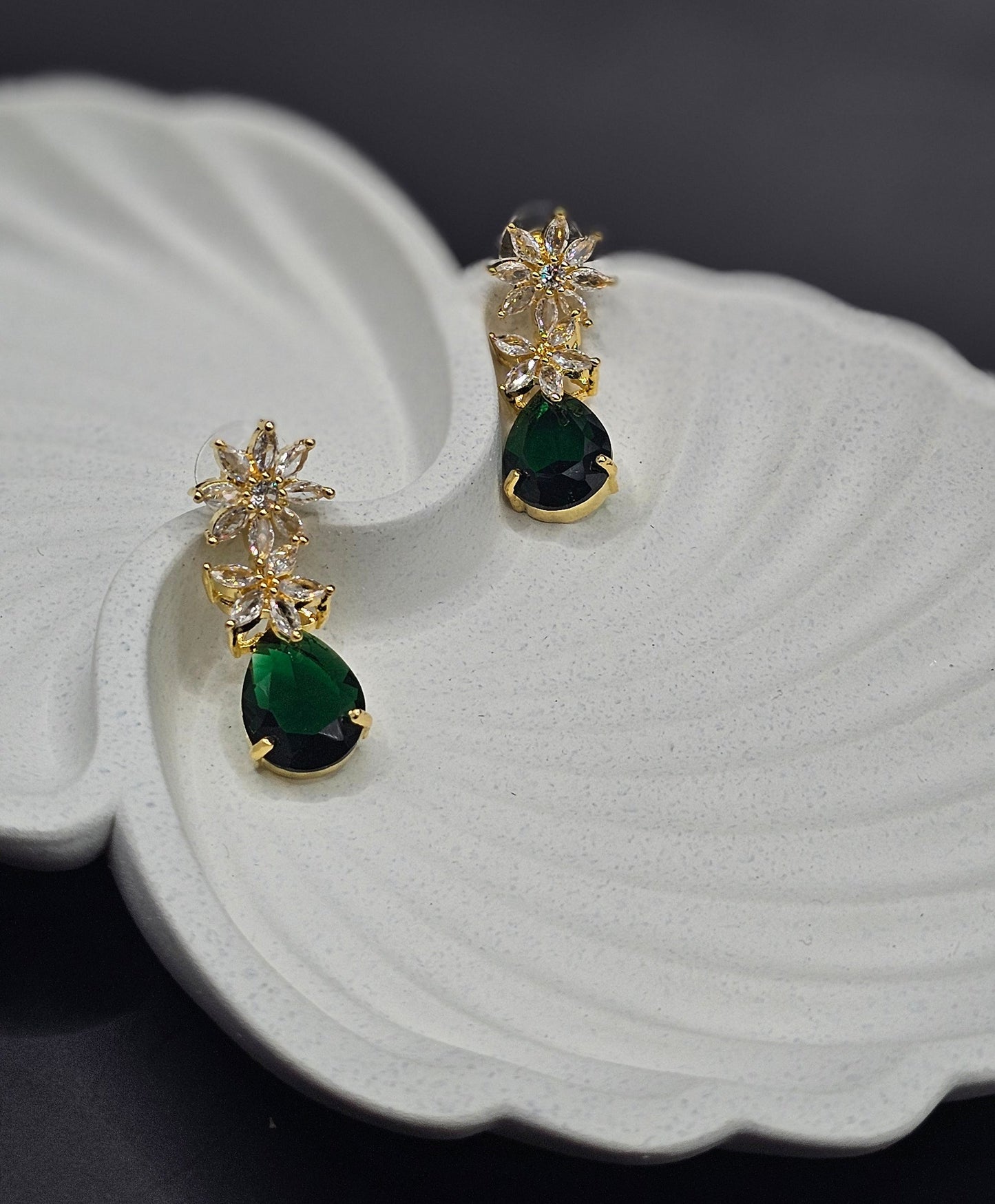 Silver & Emerald Green  Earrings