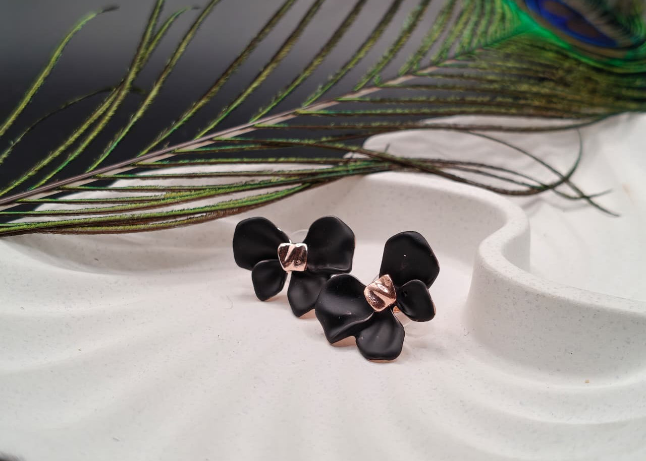 Midnight Bloom Rose Gold Studs