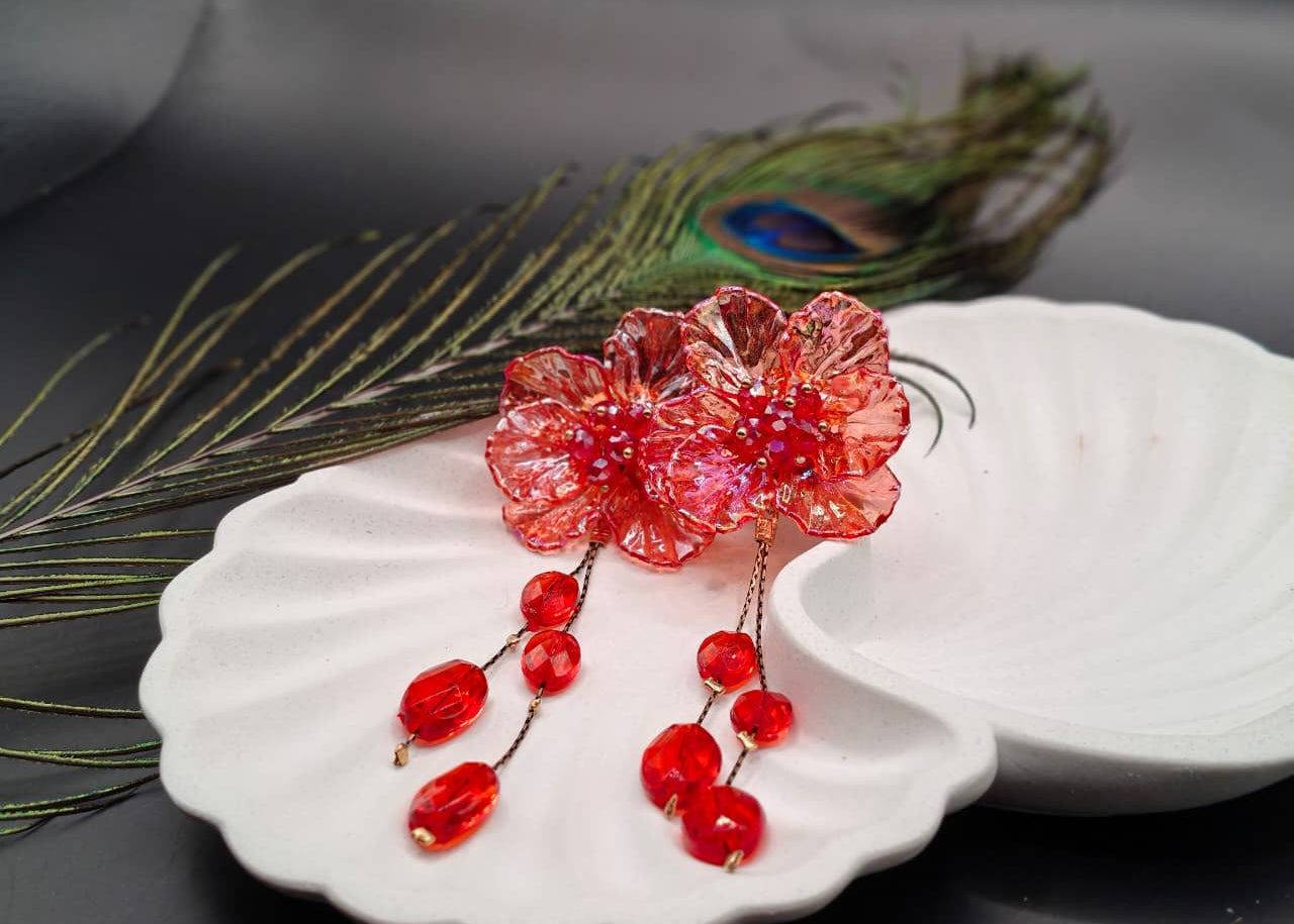 Jharoka Bloom Enamel & Stone Drop Earrings