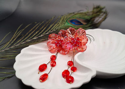 Jharoka Bloom Enamel & Stone Drop Earrings