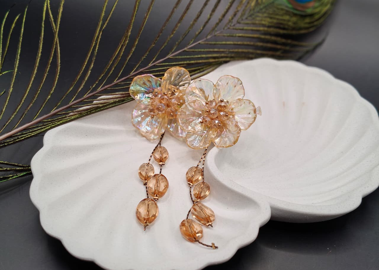 Jharoka Bloom Enamel & Stone Drop Earrings