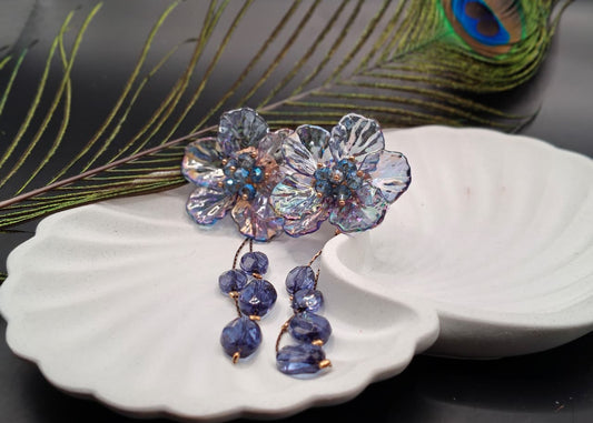 Jharoka Bloom Enamel & Stone Drop Earrings