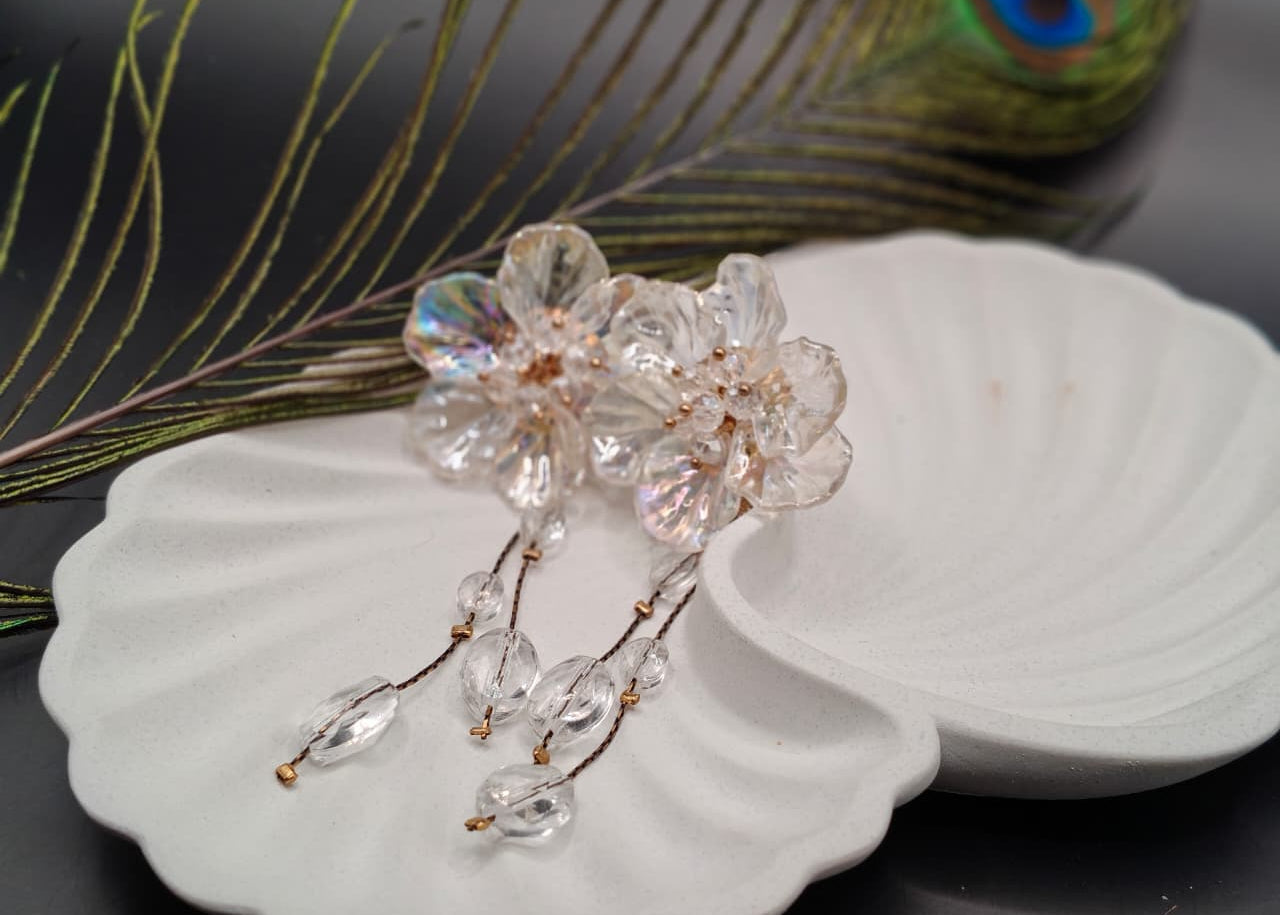 Jharoka Bloom Enamel & Stone Drop Earrings