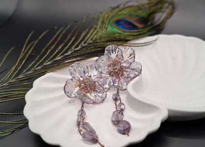 Jharoka Bloom Enamel & Stone Drop Earrings