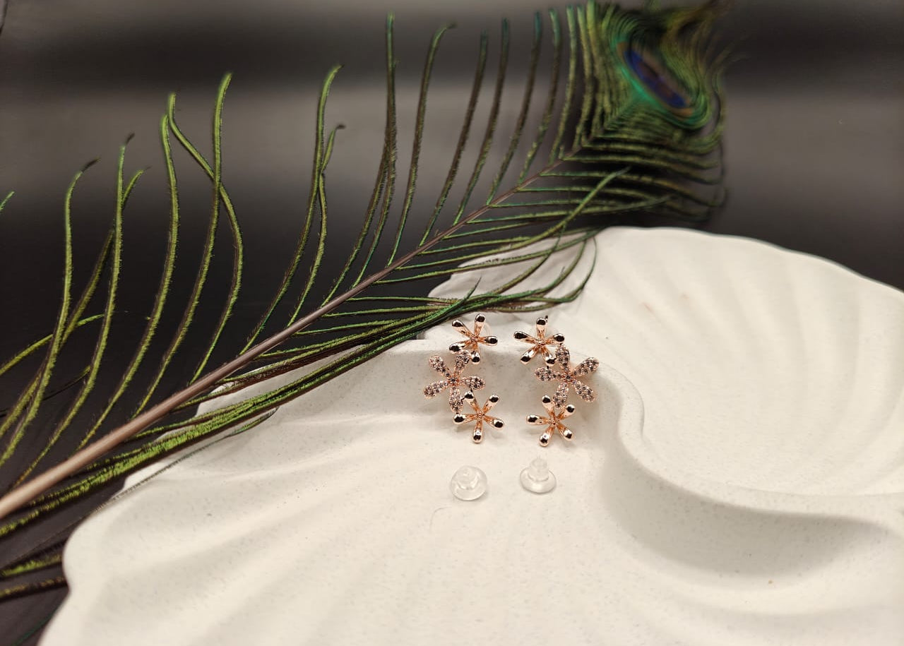 Celestial Bloom Rose Gold Cluster Earrings