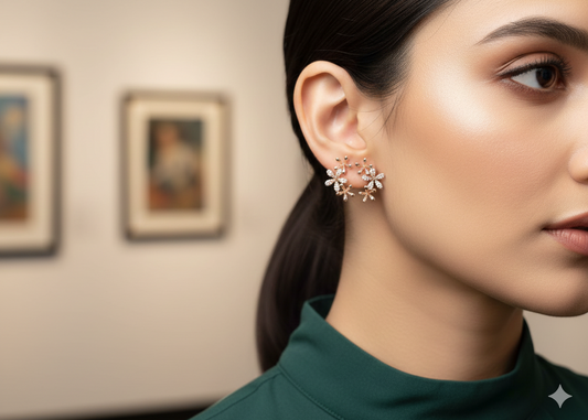 Celestial Bloom Rose Gold Cluster Earrings