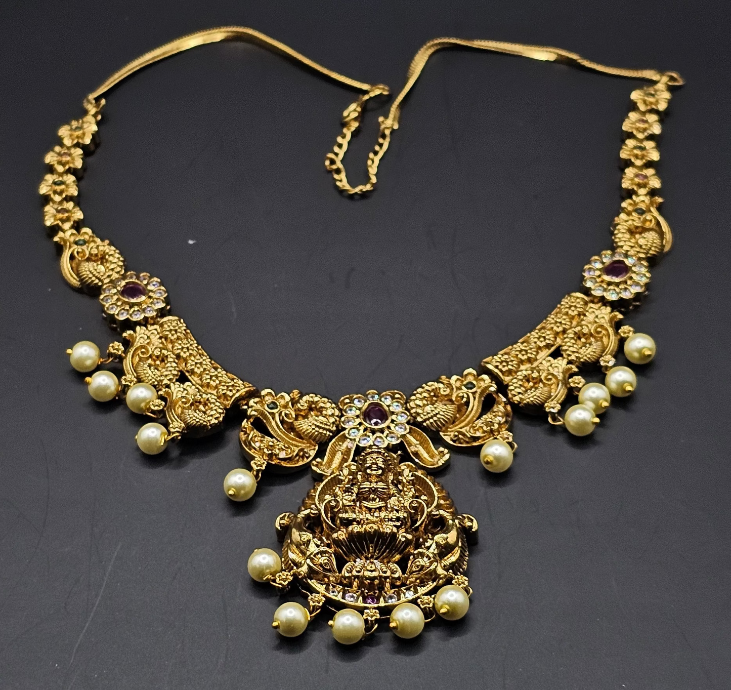 Golden & American Diamond Fusion - Temple Jewellery