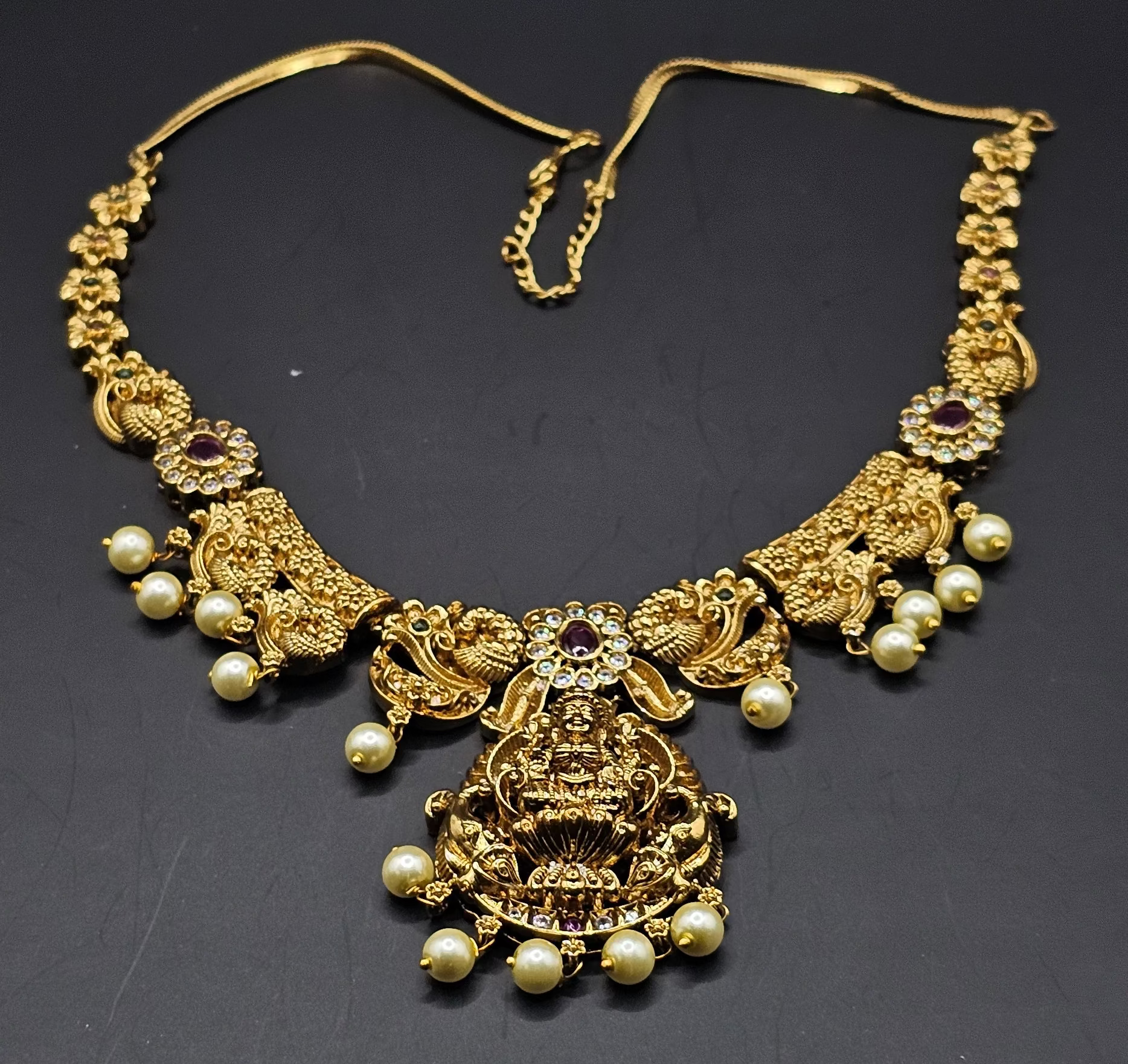 Golden & American Diamond Fusion - Temple Jewellery