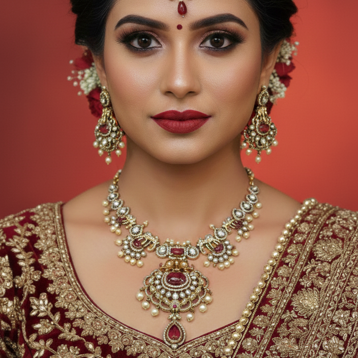 Ruby and Golden American diamond necklace - Queen's collection