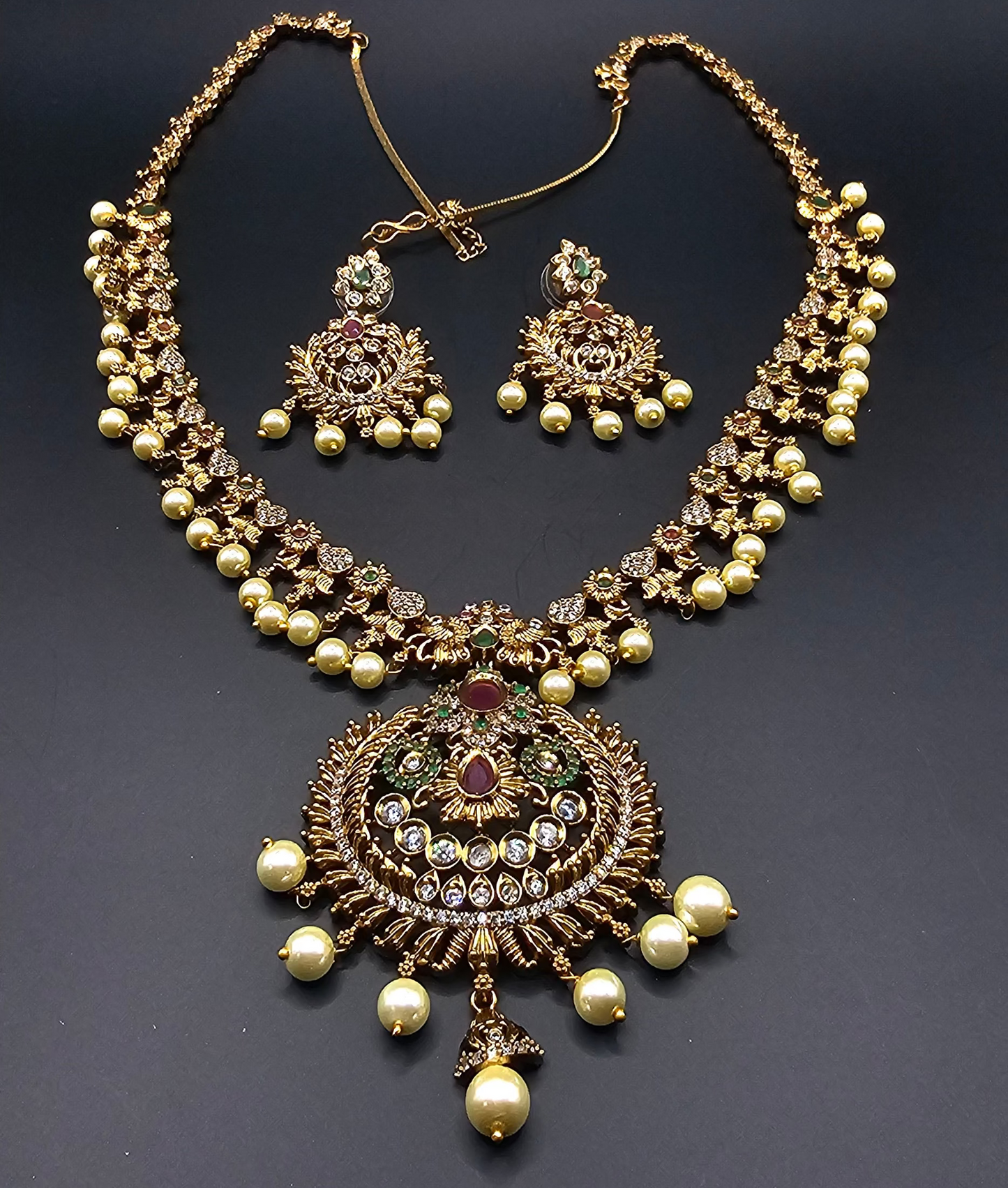 Golden & American Diamond Fusion - Temple Jewellery Queen's collection