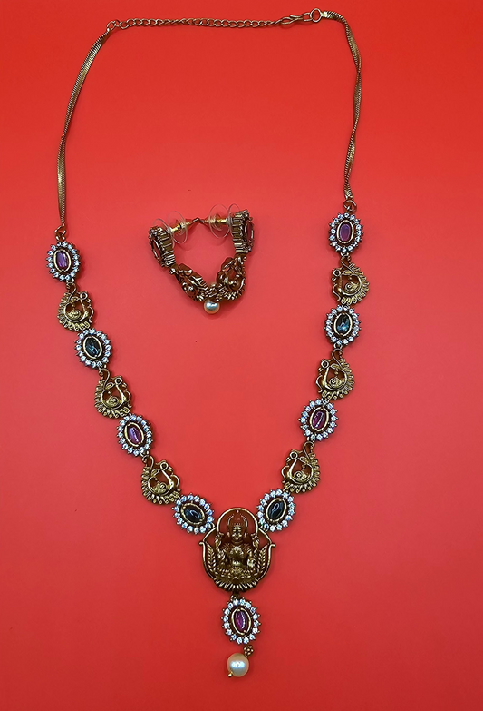 Golden & American diamond Fushion - Light weight temple jewellery