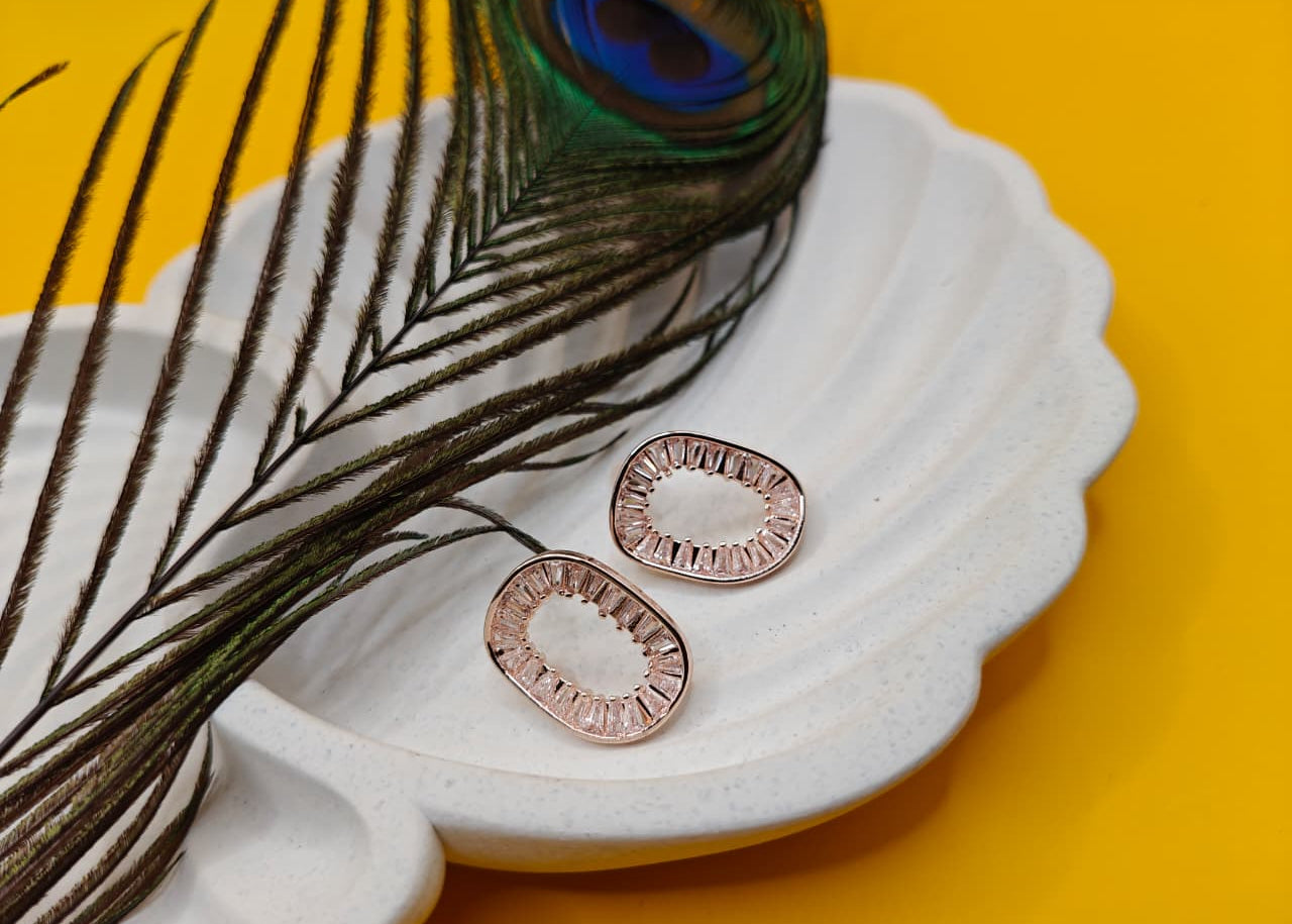 Crystal Pave Oval Hoop Earrings