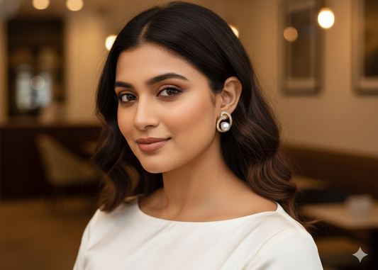 Luminous Pearl & Crystal Loop Earrings