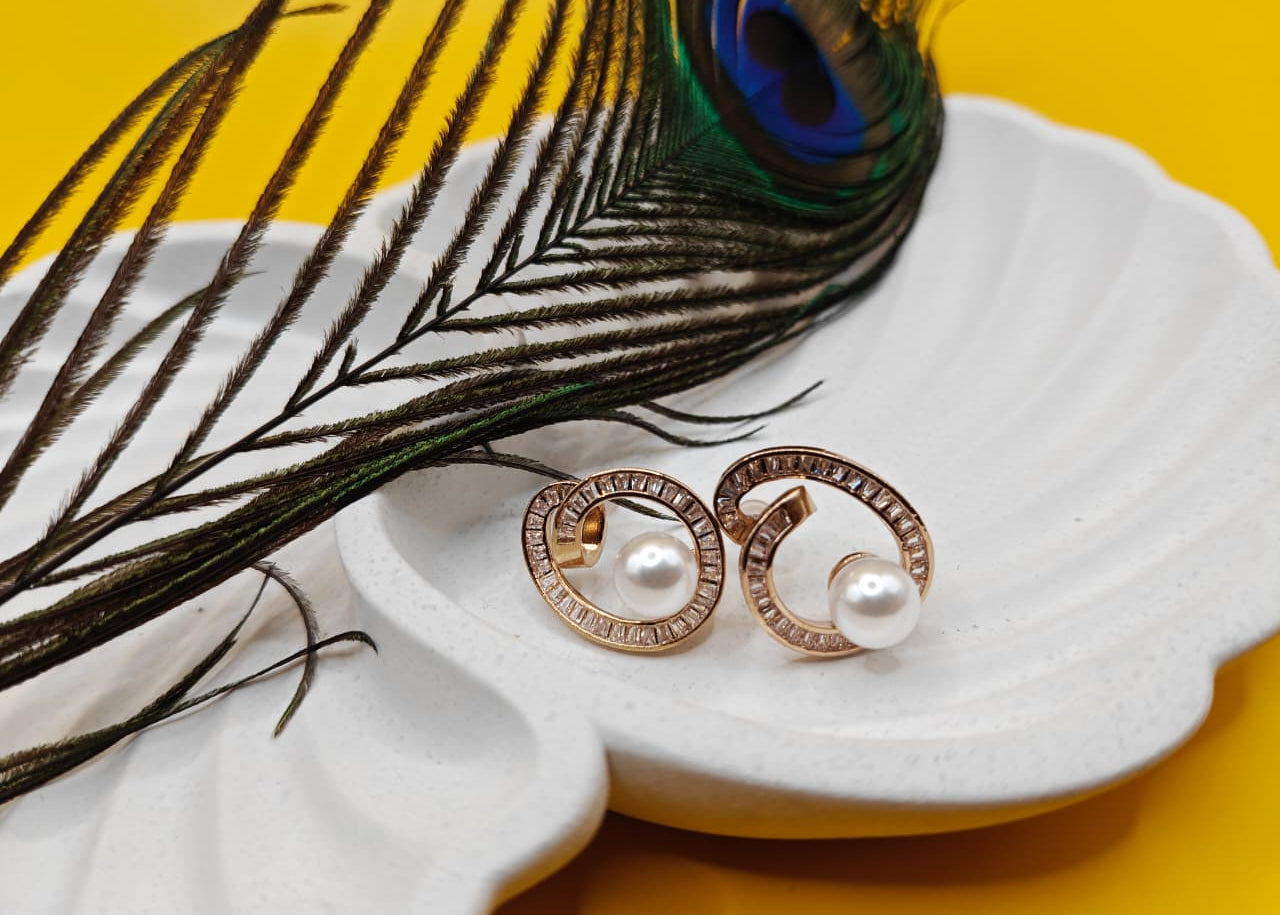 Luminous Pearl & Crystal Loop Earrings