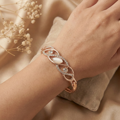 Rose Gold Infinity Wave Cat’s Eye Crystal Bracelet