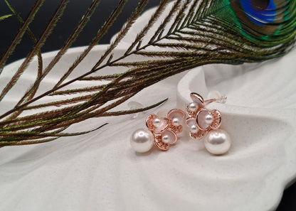 Ethereal Pearl and Crystal Flower Drop Earrings