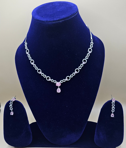 Silver color light weight necklace earrings set