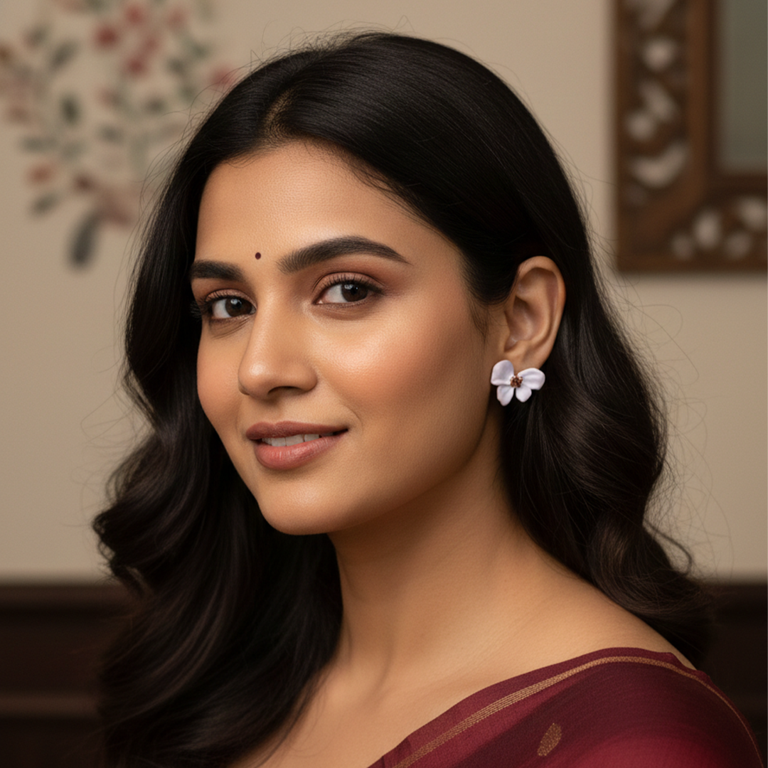 Blush Pink Floral Stud Earrings