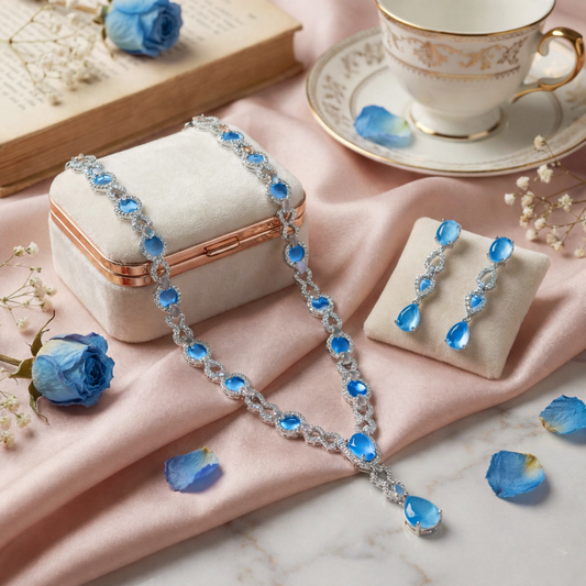 Blush Infinity Rose Crystal Necklace Set