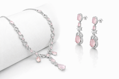 Blush Infinity Rose Crystal Necklace Set