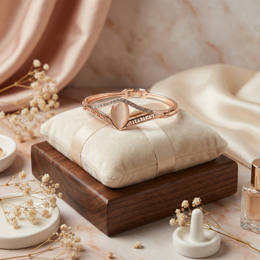 Rose Gold Cat’s Eye Crystal Bangle Bracelet