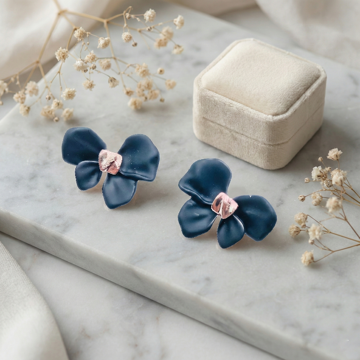 Blush Pink Floral Stud Earrings