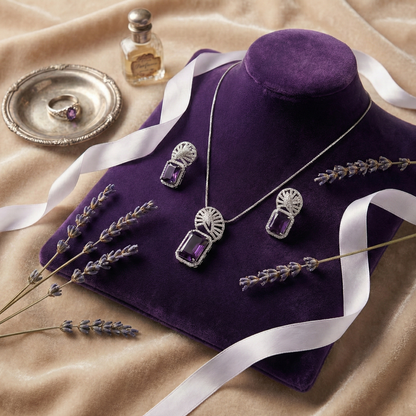 LYVVA | Green Crystal Pendant Necklace Set for Women | Party & Wedding Jewellery