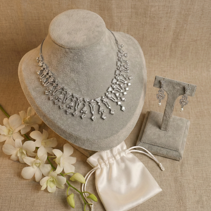 Emerald Cascade Diamond-Style Necklace Set