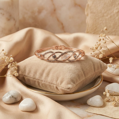 Rose Gold Infinity Wave Cat’s Eye Crystal Bracelet