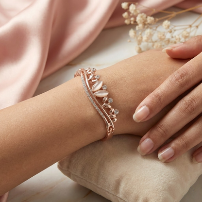 Rose Gold Butterfly Crystal Bangle Bracelet