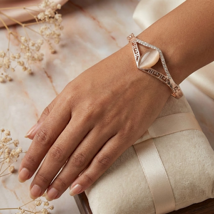 Rose Gold Cat’s Eye Crystal Bangle Bracelet